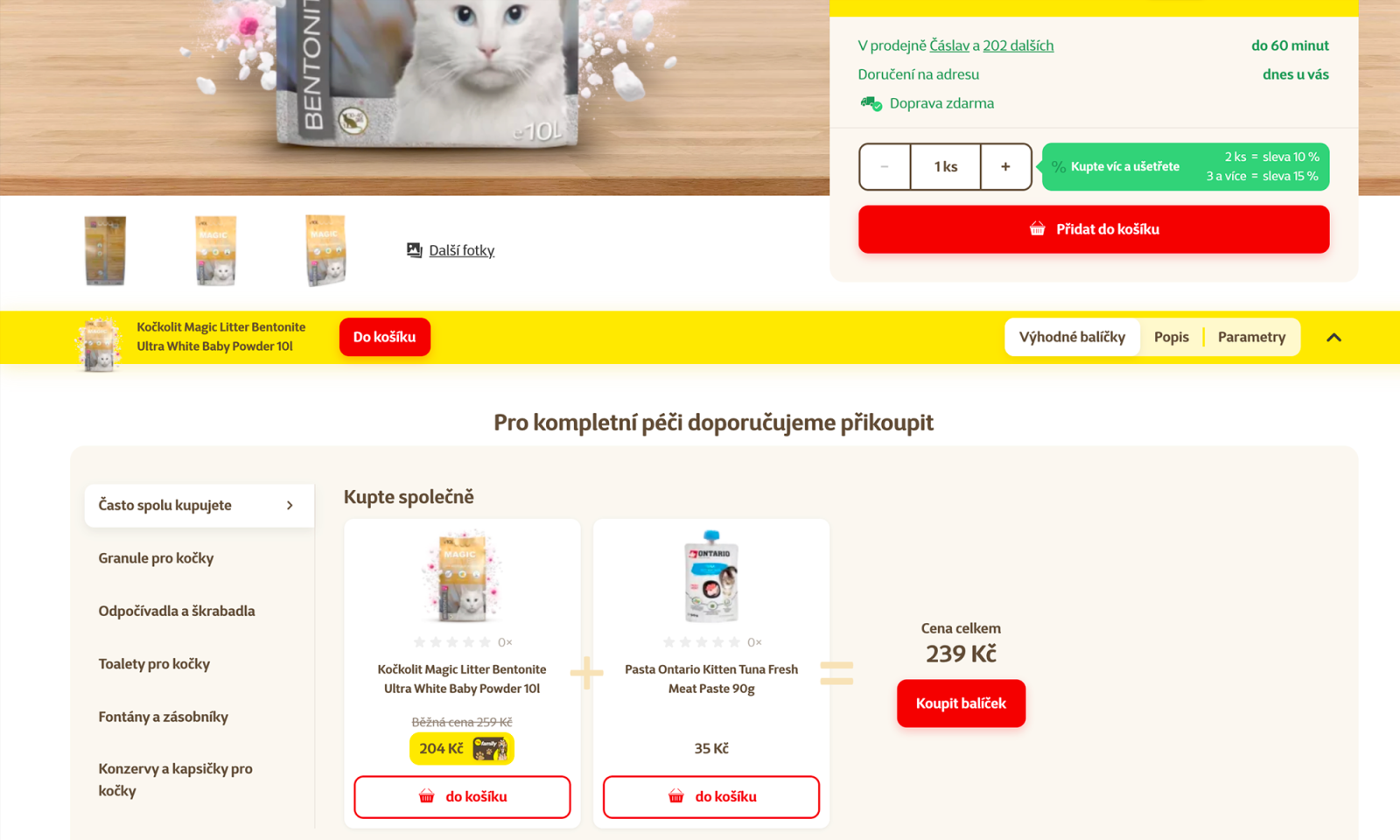 Řešení pro cross sell je plně automatizované a automaticky nabízí vhodné produkty.