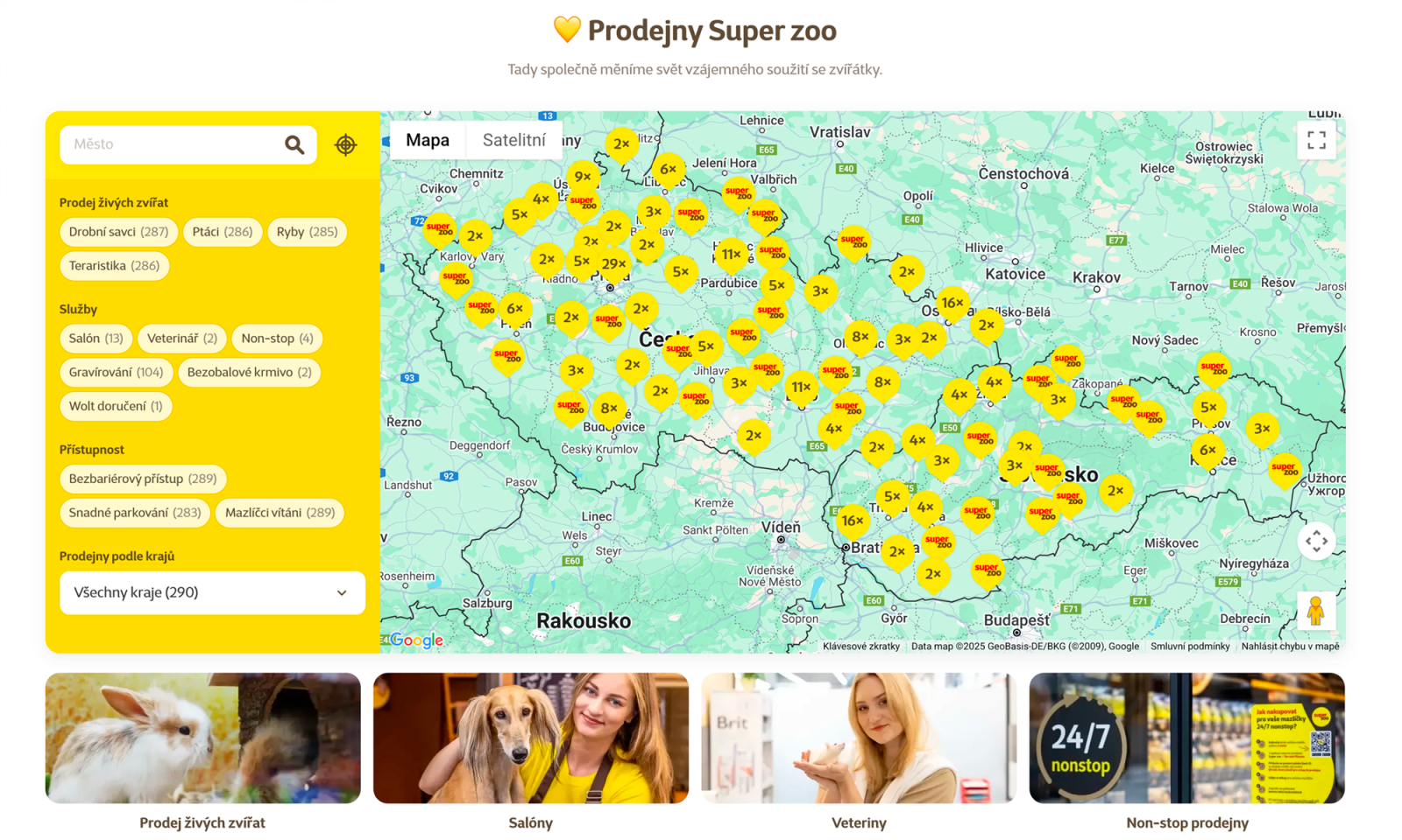 Přehledný výběr prodejny.